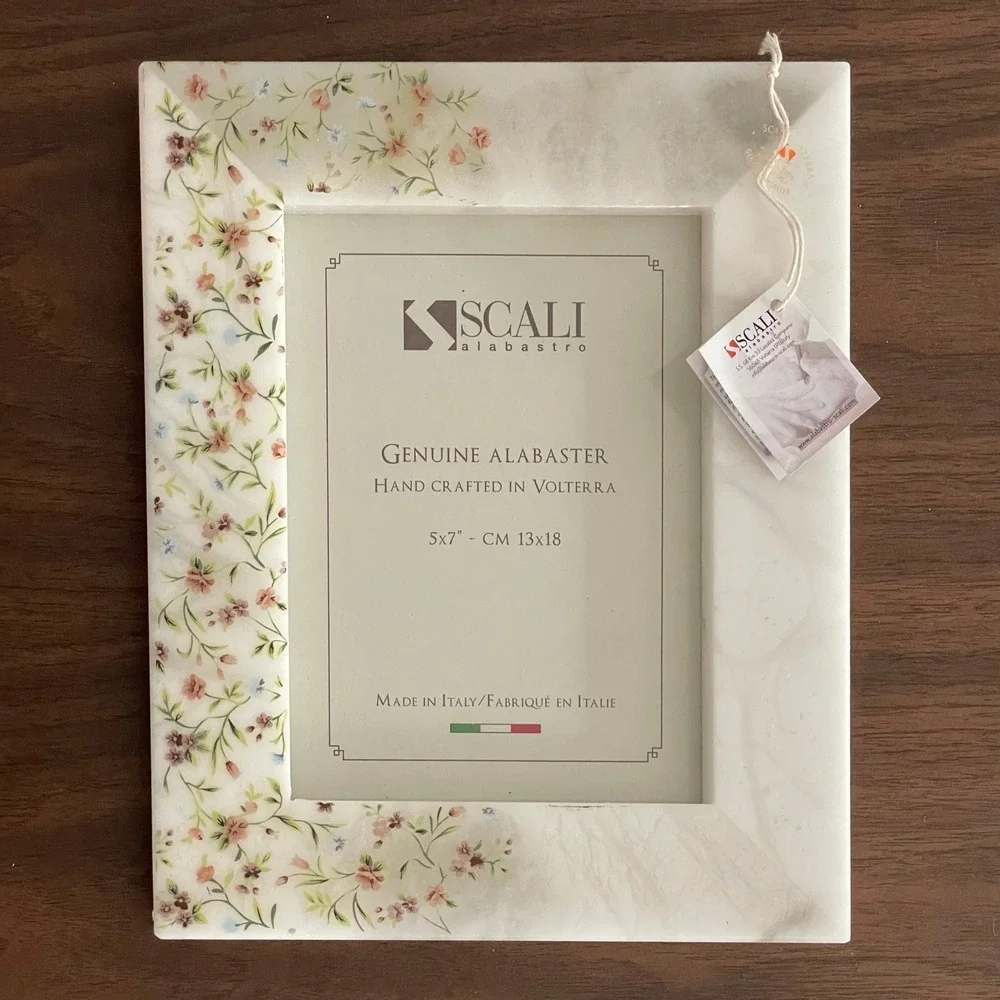 Scali Alabastro 5x7 Genuine Alabaster Frame Floral Italian Handcrafted NEW